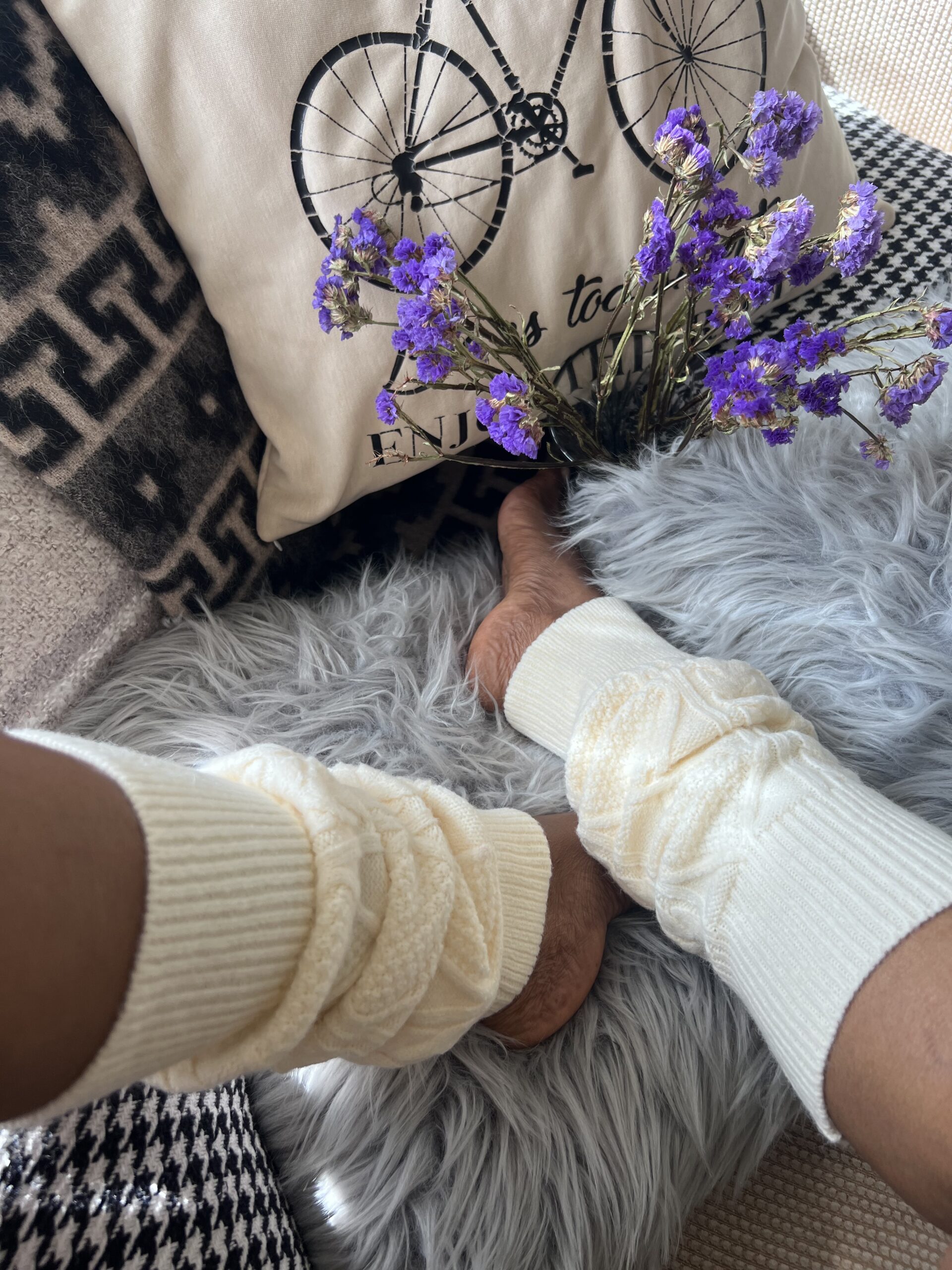 Leg Warmers Cream White